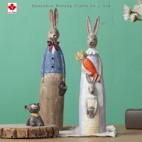 Custom Resin Rabbit Couple Family Animal FigurineHome Table Office Decor Gifts