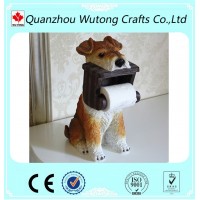 new design home decoration resin tissue box with dog figurine