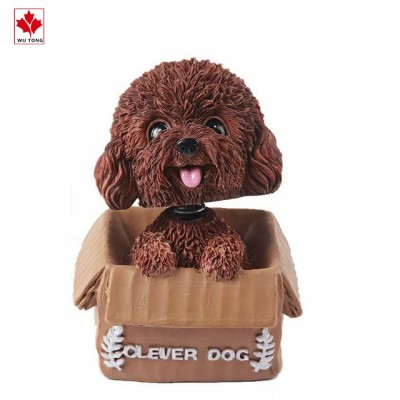 Dog resin funny bobble head figurine for lying on the box